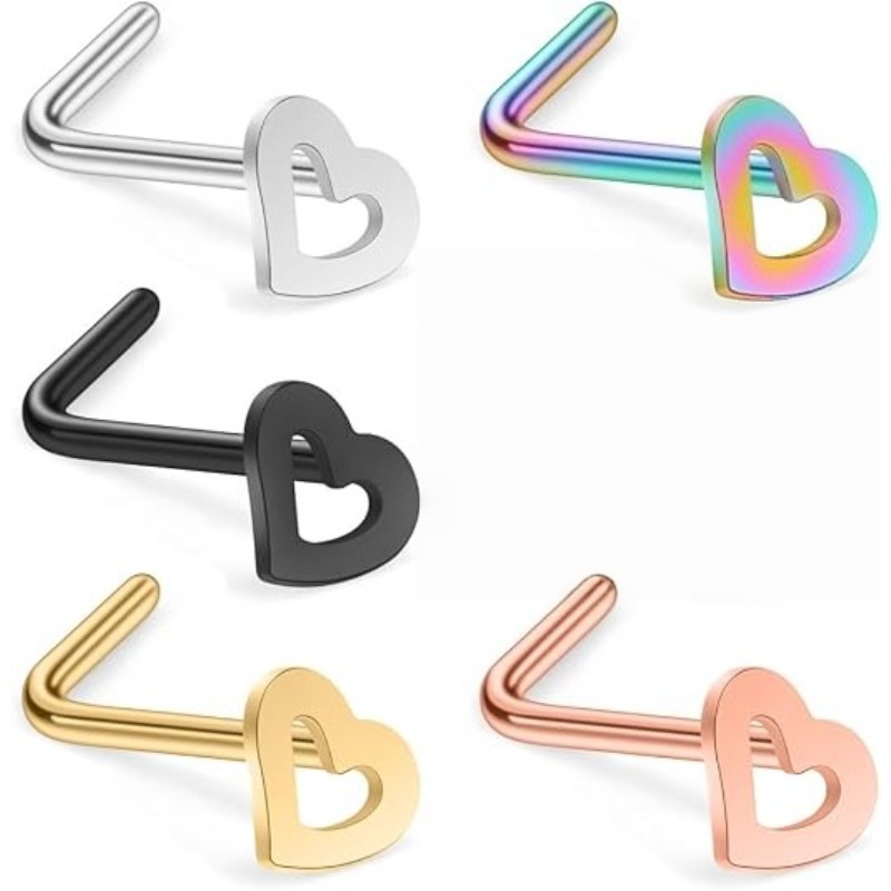 Body Jewelry Surgical Steel - 5pcs 20G Surgical Steel Heart Nose