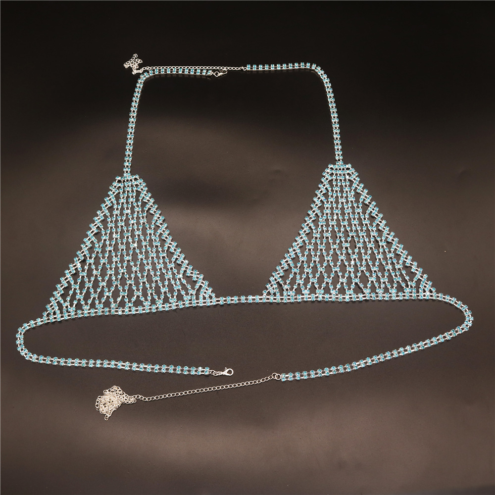 Boho Rhinestone Grid Chest Cha - Body Jewelry Retainers ulasan dan harga