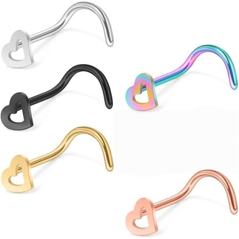 5pcs 20G Surgical Steel Heart  - Body Jewelry Surgical Steel ulasan dan harga